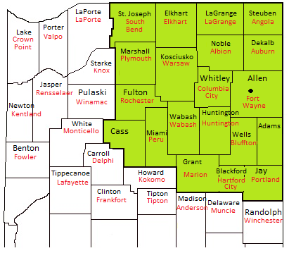 Fort Wayne Mensa group counties covered